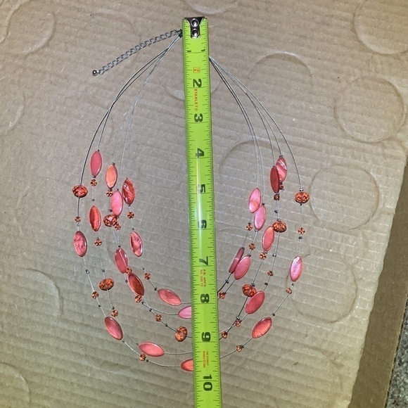 Multi strand coral color beaded necklace - Picture 4 of 4